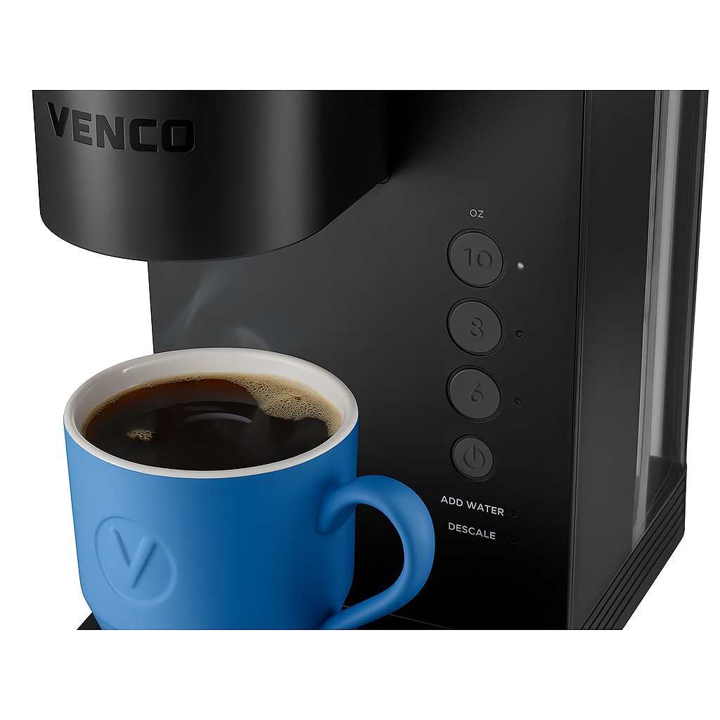 Venco K-Express Essentials Einzelportions-K-Cup-Pad-Kaffeemaschine, Schwarz