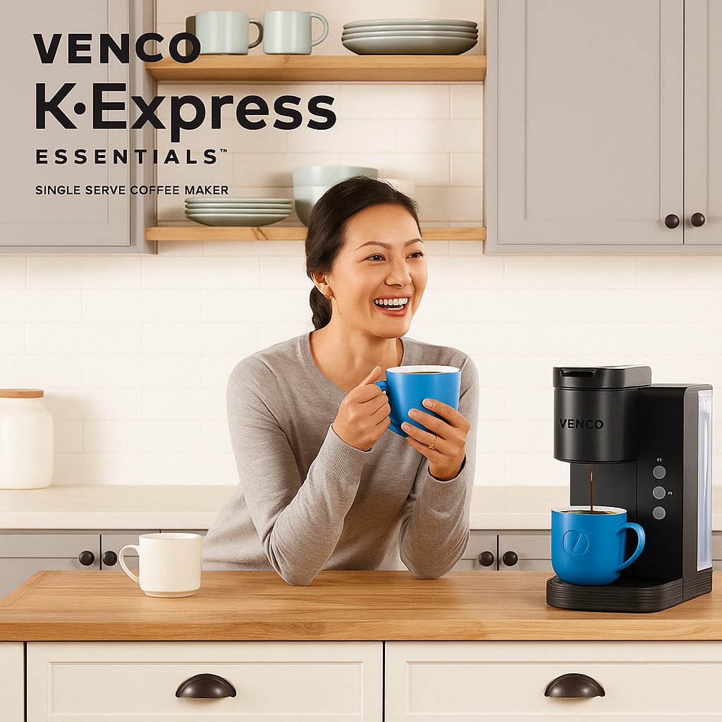 Venco K-Express Essentials Einzelportions-K-Cup-Pad-Kaffeemaschine, Schwarz