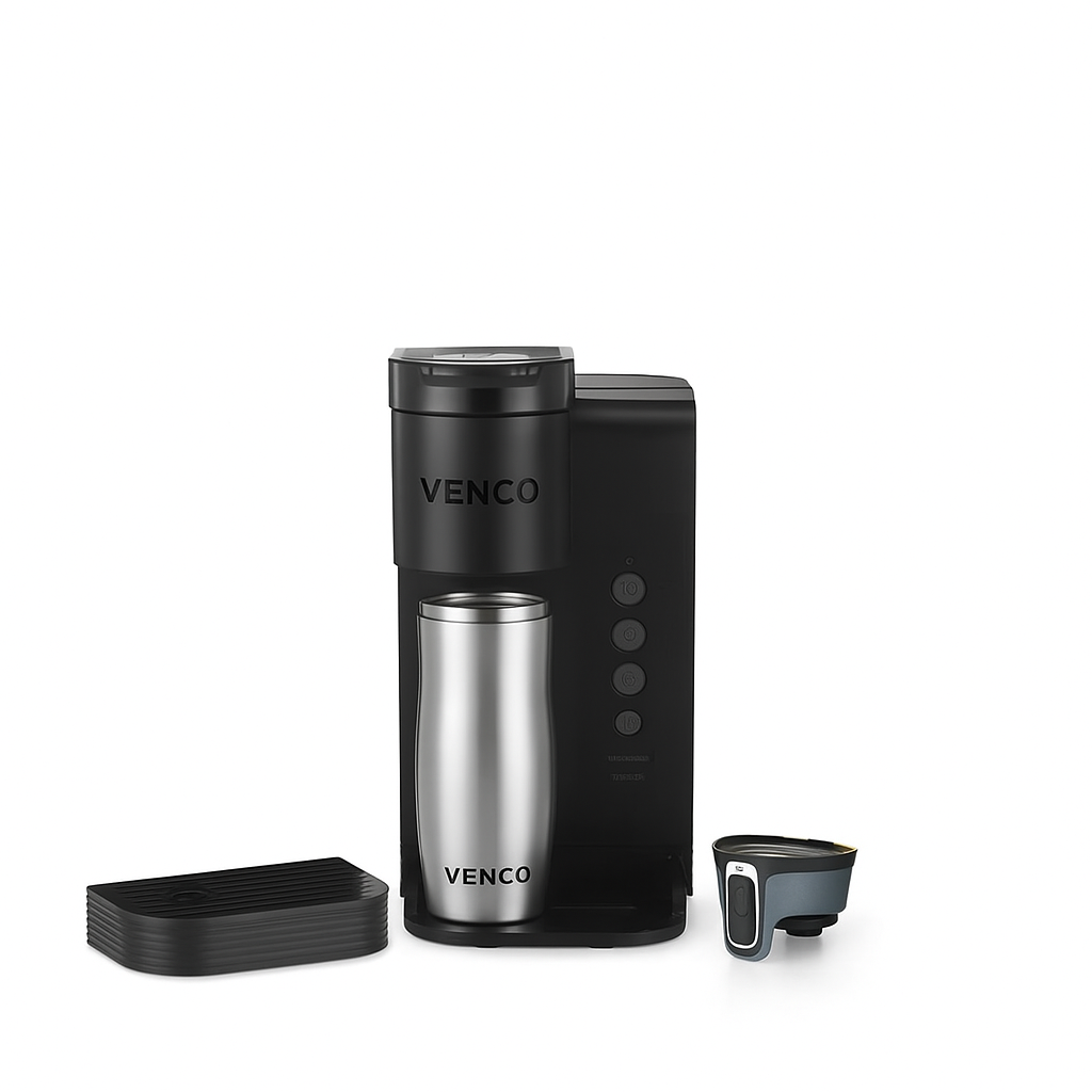 Venco K-Express Essentials Einzelportions-K-Cup-Pad-Kaffeemaschine, Schwarz